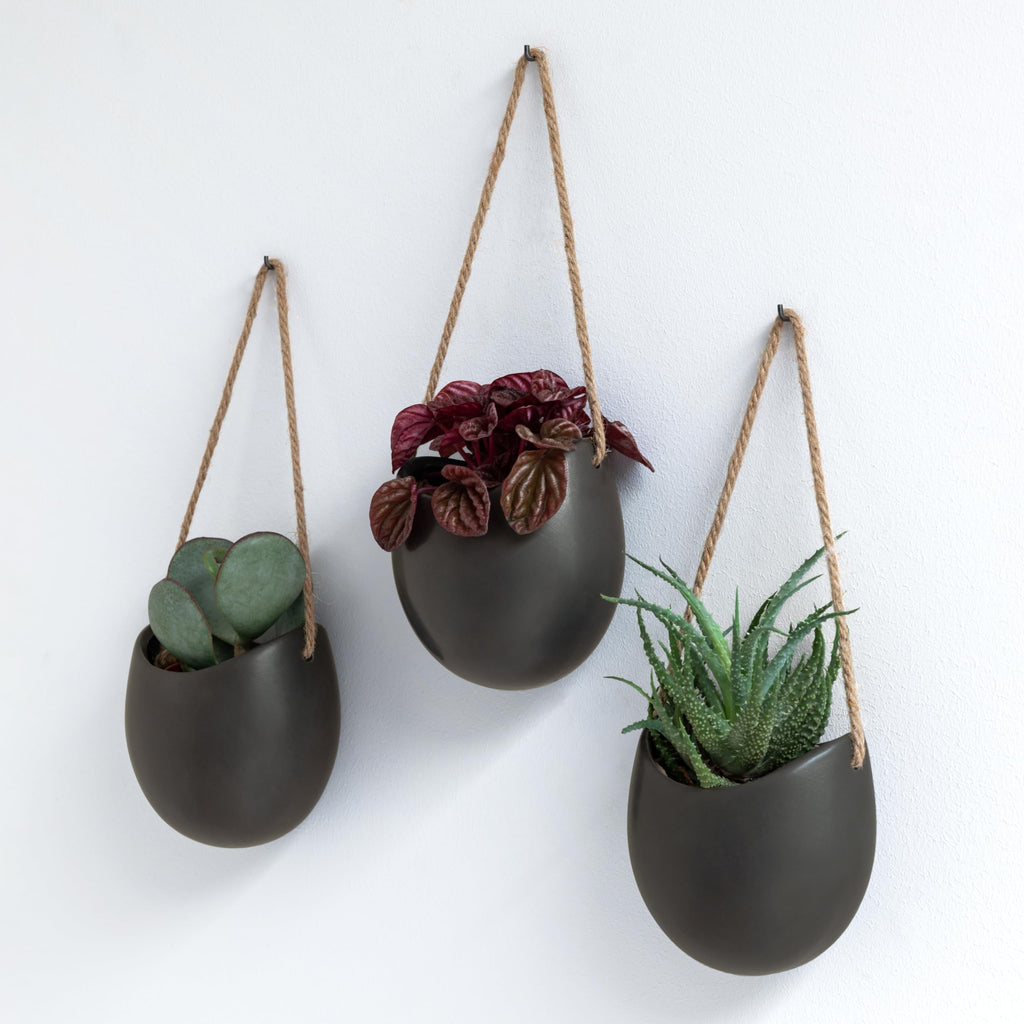 Kazai Ellie Hanging Ceramic Wall Planters – 3 Piece Set for Succulents