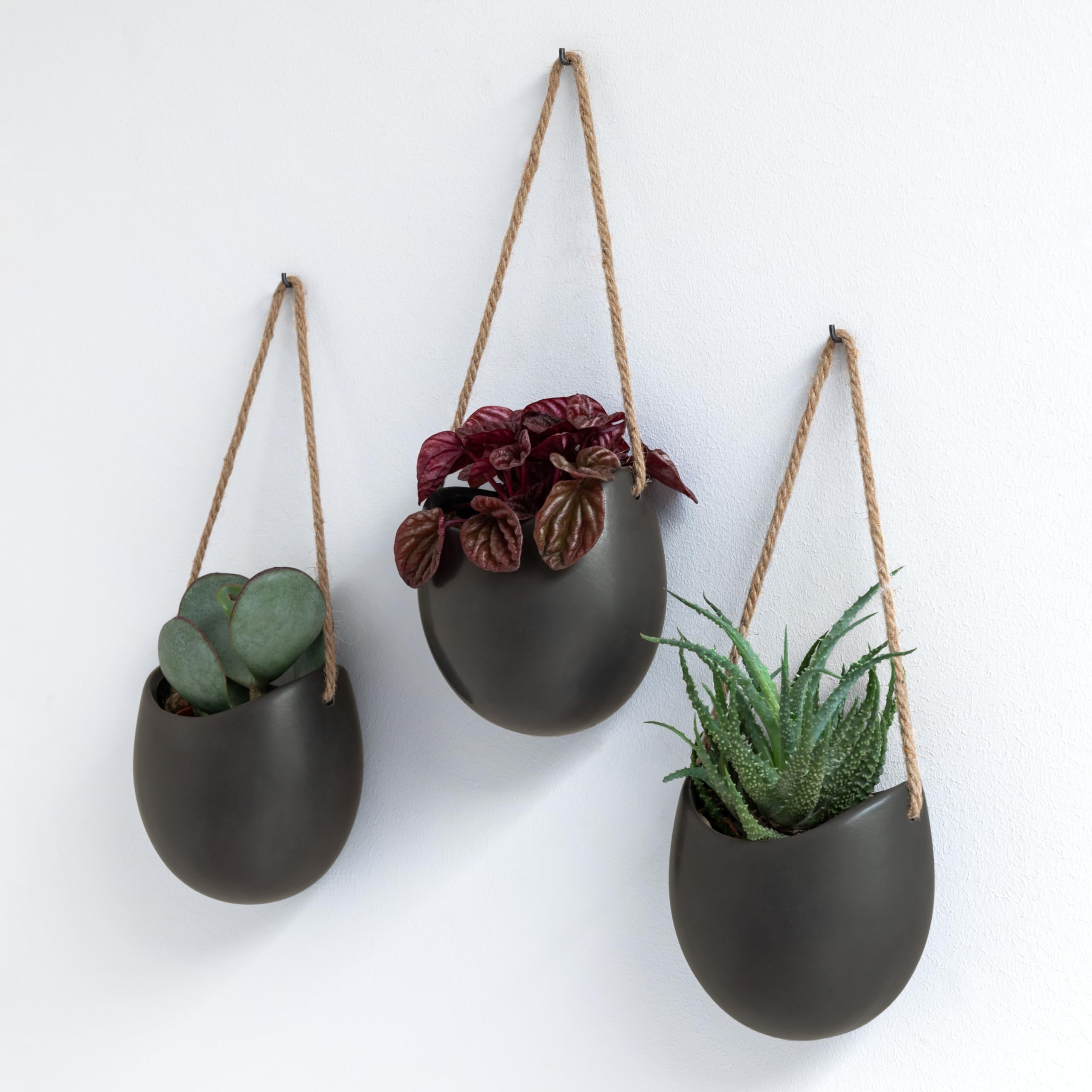 Kazai Ellie Hanging Ceramic Wall Planters – 3 Piece Set for Succulents