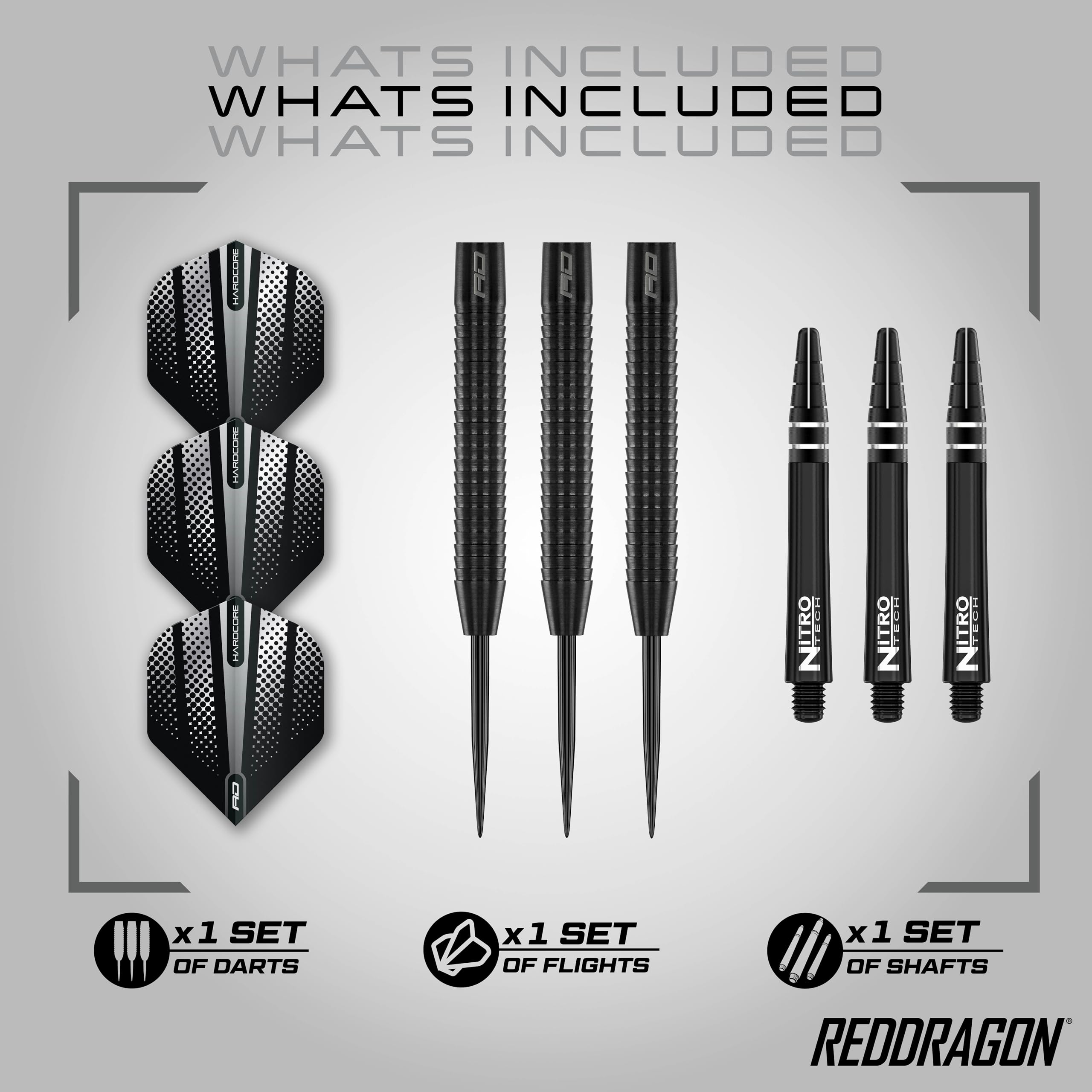 Red Dragon Razor Edge Black 22g Steel Tip Darts – 85% Tungsten Set