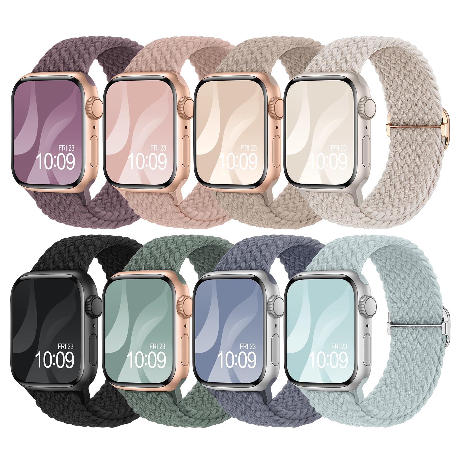 Superuper 8-Pack Braided Loop Straps for Apple Watch – Stretchy Elastic