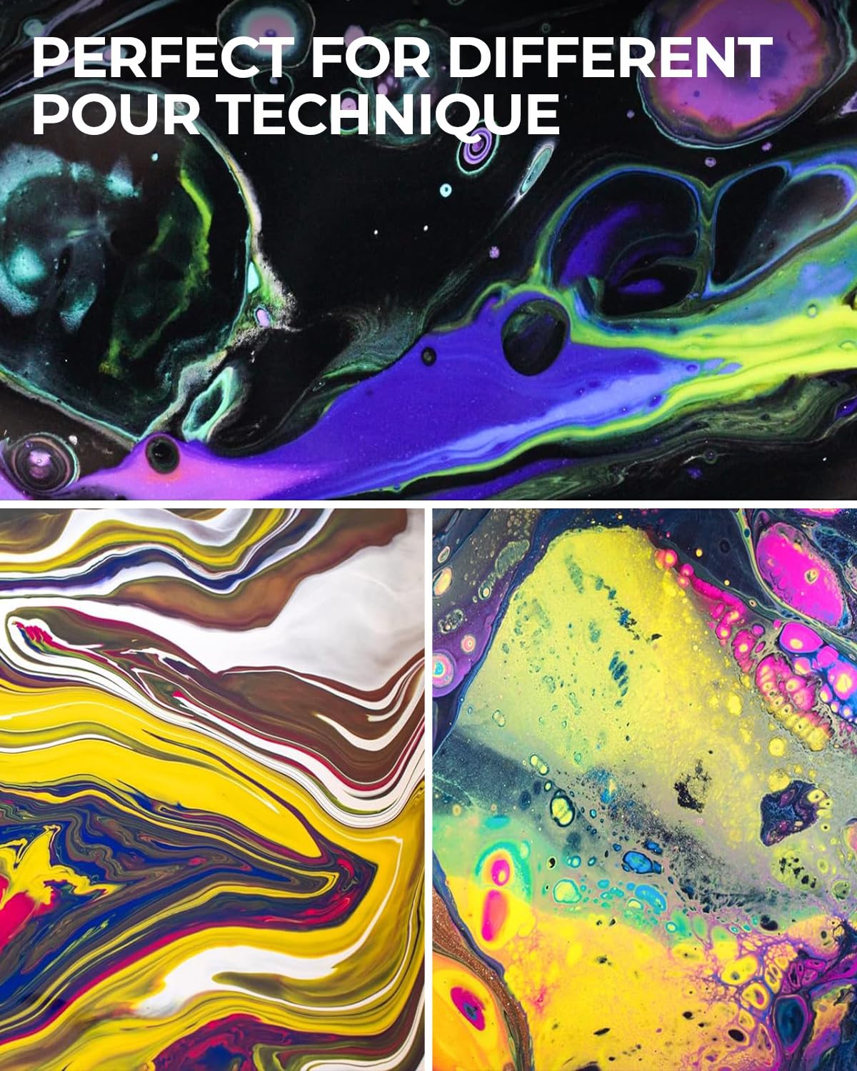 Nicpro 8 Color Bulk Acrylic Pour Paint Set - Premixed High Flow Art Kit