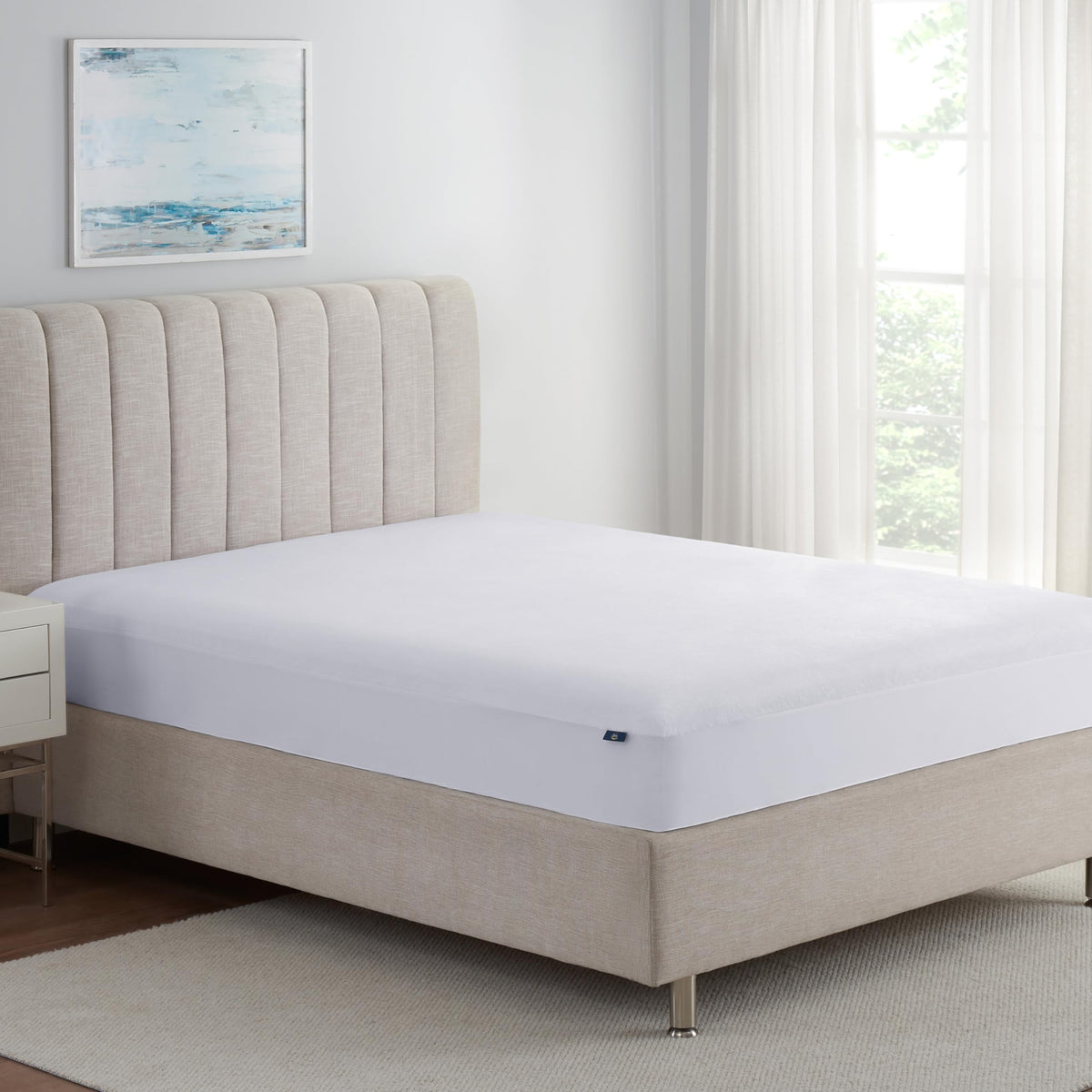 Serta Soft Top Mattress Topper, 39" x 75" Odor-Preventing and Stain-Resistant Waterproof Mattress Protector, 18" Elastic Deep Pocket for Secure Fit - image 1