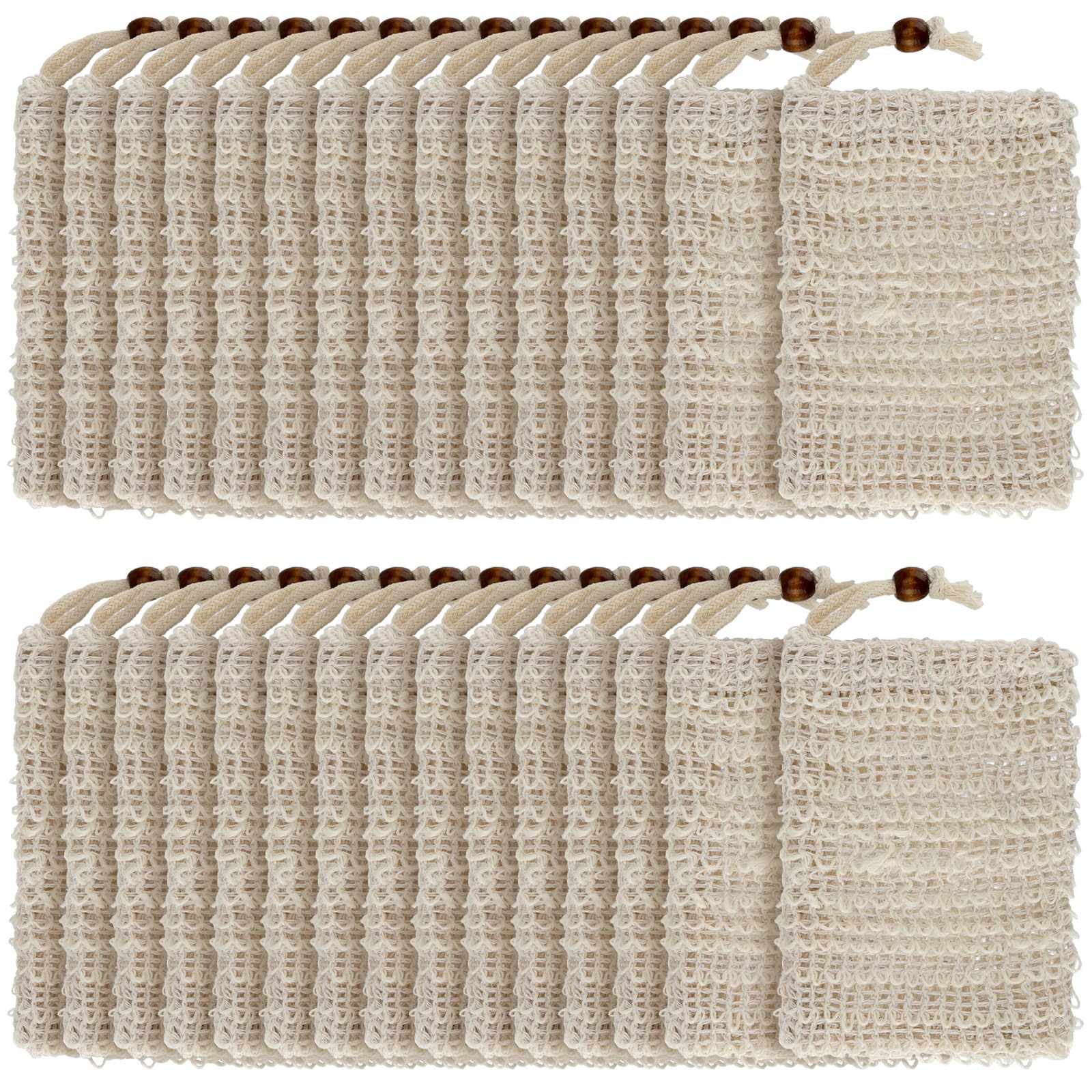 YUENPUN 30 PCS Natural Ramie Soap Bag – Exfoliating Mesh Soap Saver Pouch