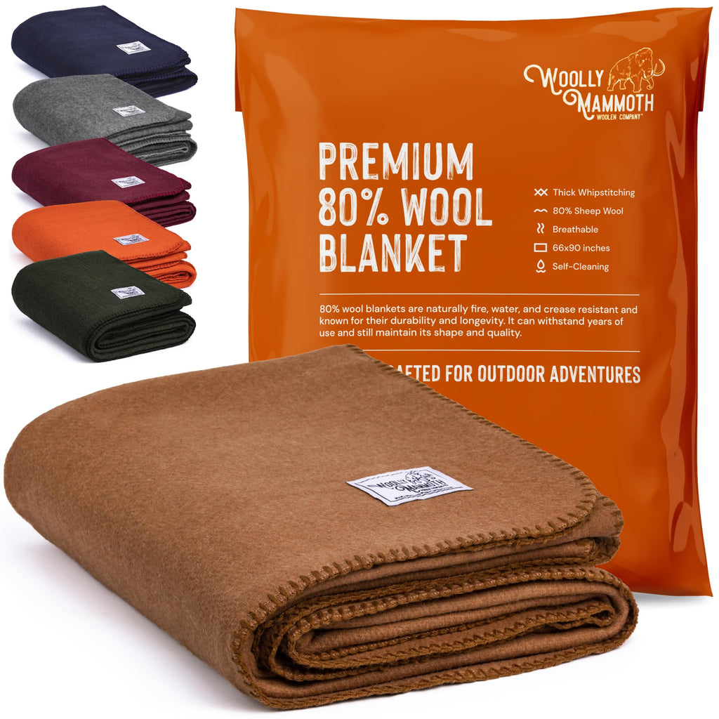 Woolly Mammoth Merino Wool Blanket – 4lb Heavyweight Camping Throw