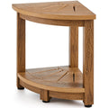 VEVOR Corner Shower Bench – Waterproof Faux Wood Stool with Storage Shelf