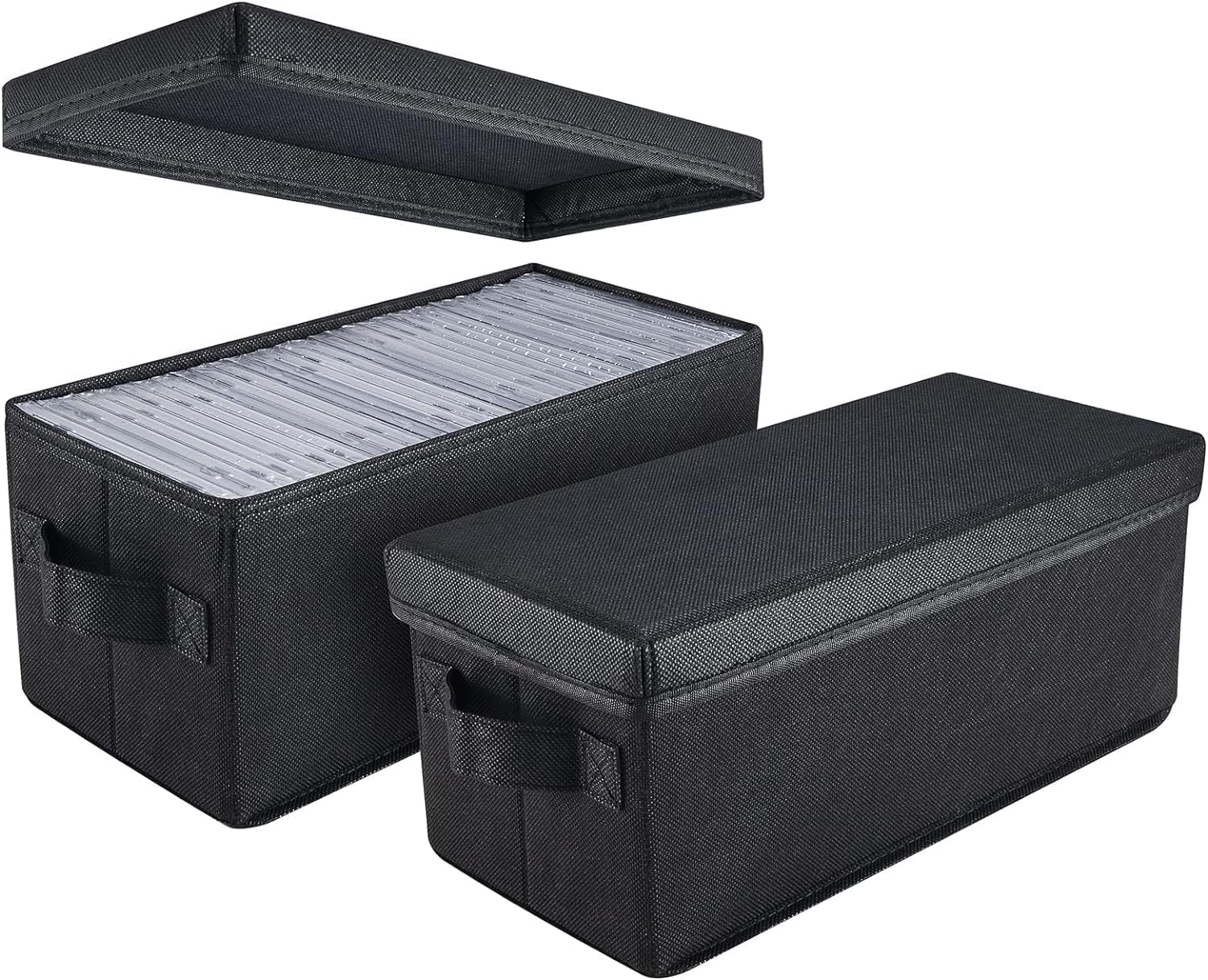 UENTIP CD Storage Boxes – Pack of 2 Media Case Holders, Black