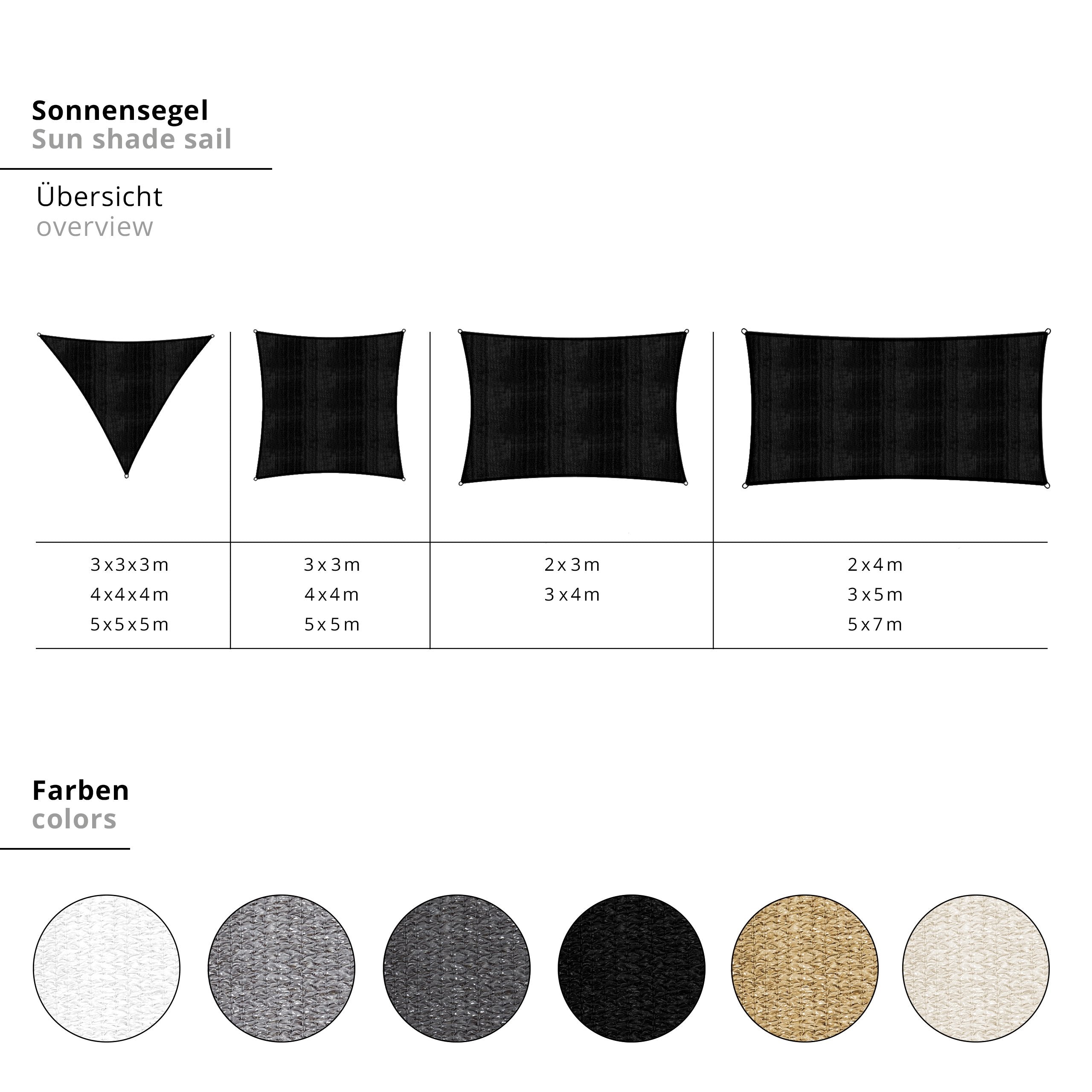 Lumaland Sun Shade Sail 3x3m Square | HDPE Weatherproof UV Protection