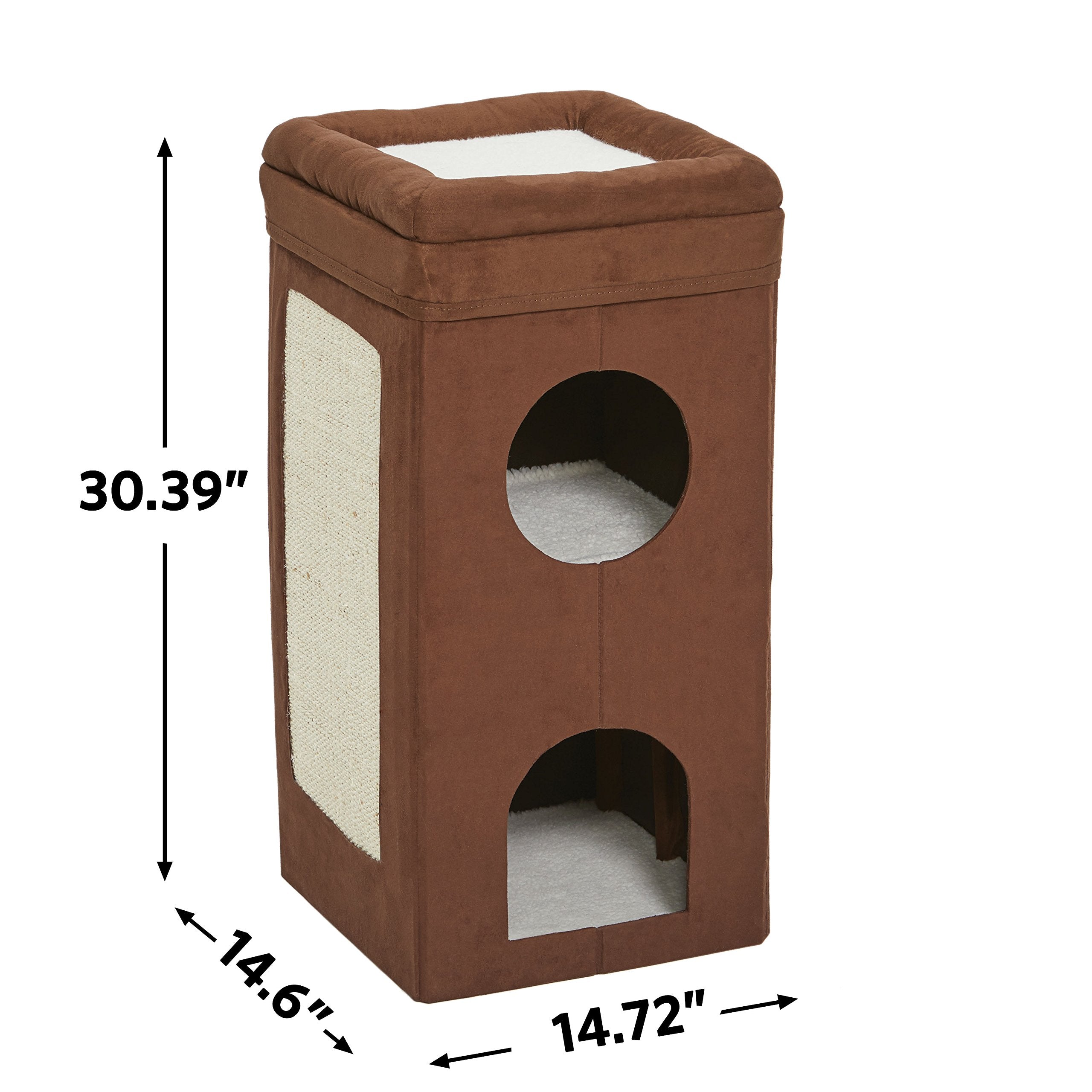 MidWest Homes Tri-Level Cat Condo - Brown Faux Suede Cube with Scratcher