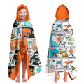 Jolof Store Dinosaur Hooded Beach Towel for Boys – Quick Dry 30x50 Orange