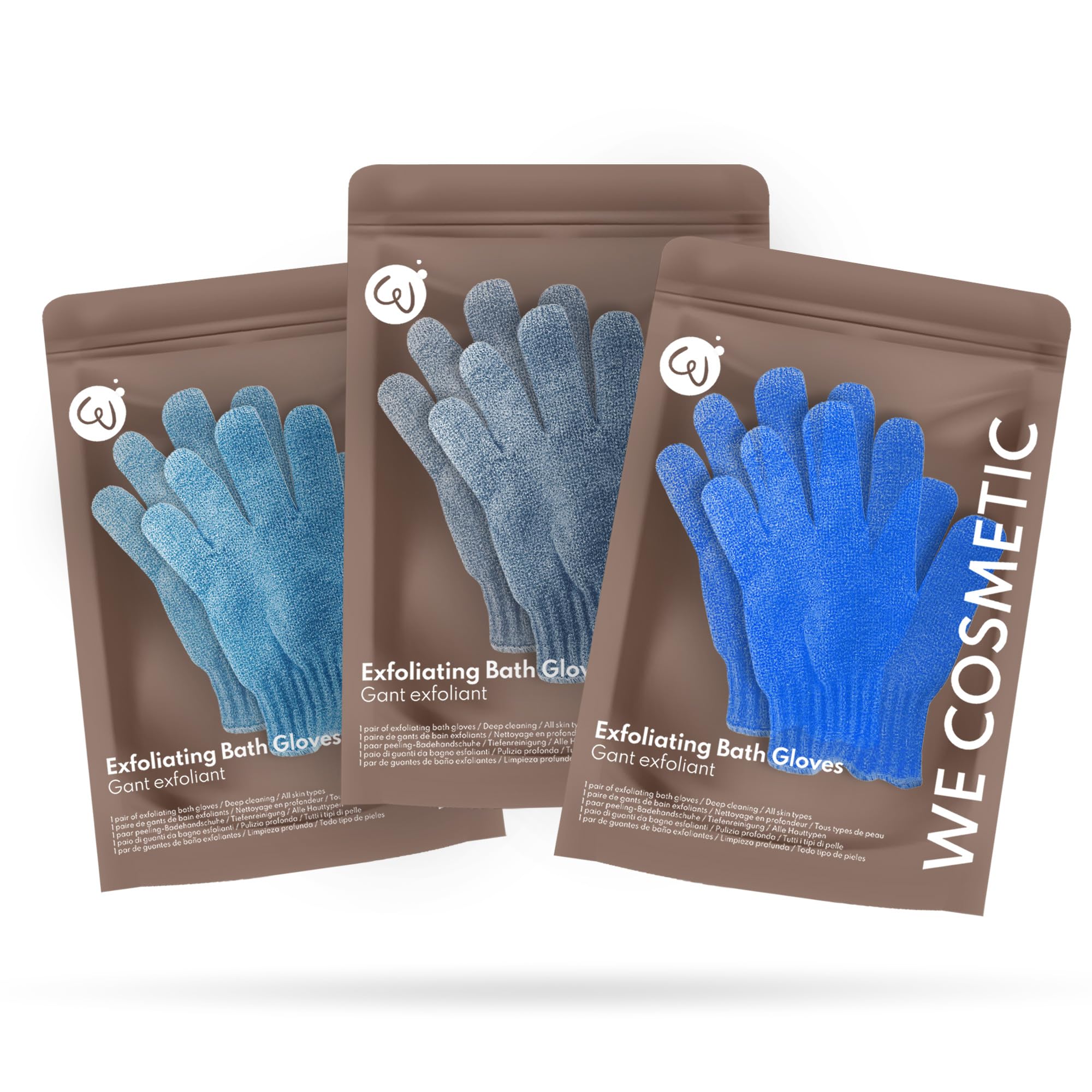 WE COSMETIC Body Exfoliating Gloves – Deep Cleansing Scrub Mitt (Set of 3)