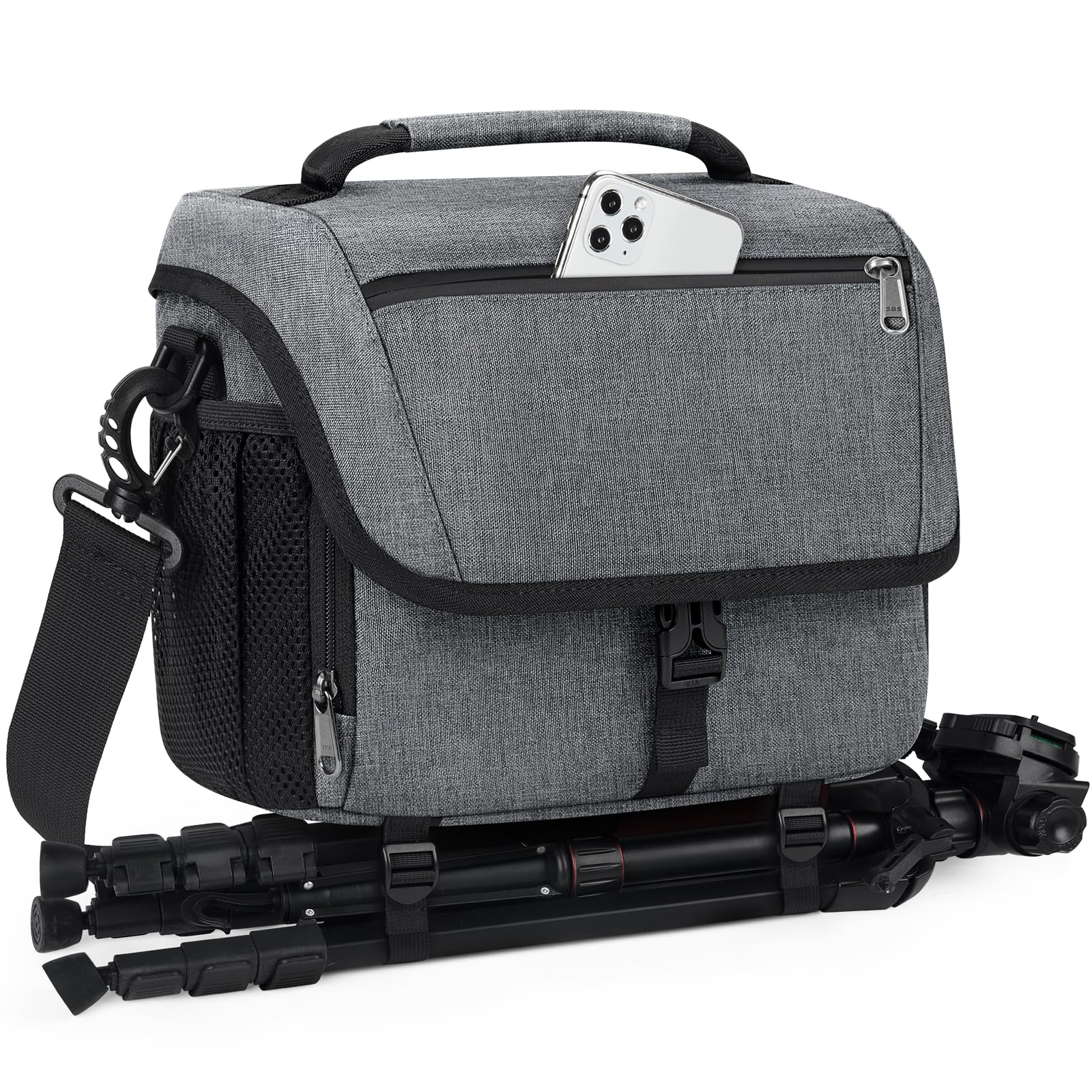 RAINSMORE Waterproof Camera Sling Bag for DSLR/SLR with Tripod Holder - Grey
