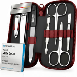 Jolof Store Solingen 7-Piece Manicure Set | Red Nappa Leather Case