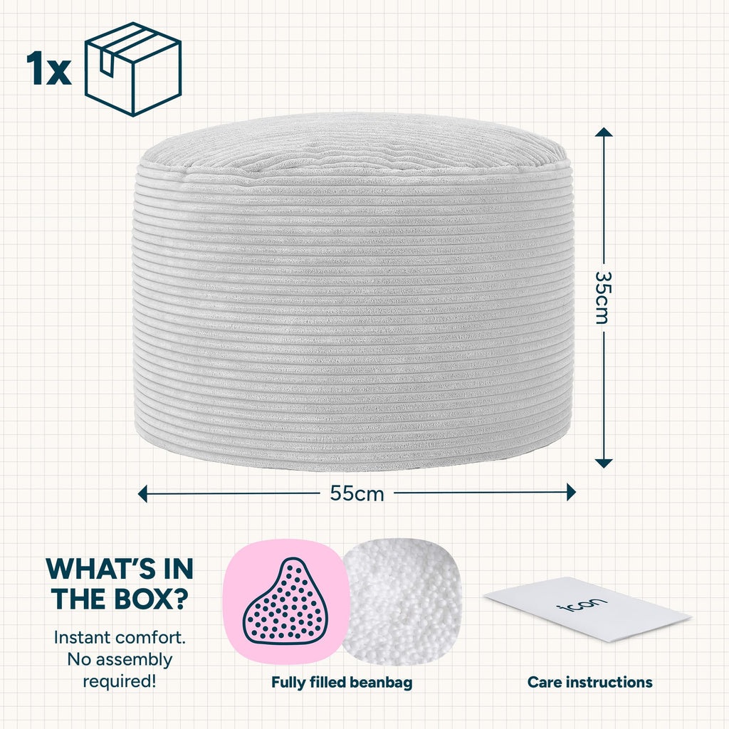 icon Milano Large Cord Bean Bag Footstool with Filling Included, Pink - image 3