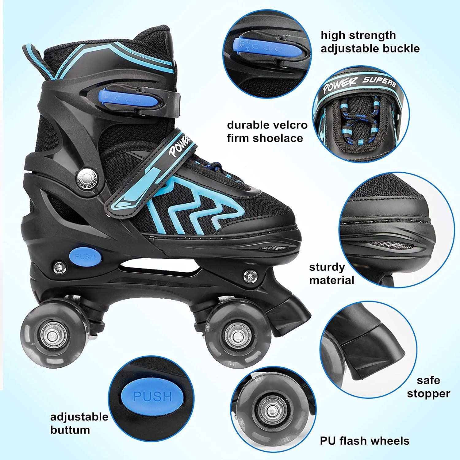 Kids Adjustable Roller Skates with Light Up Wheels
