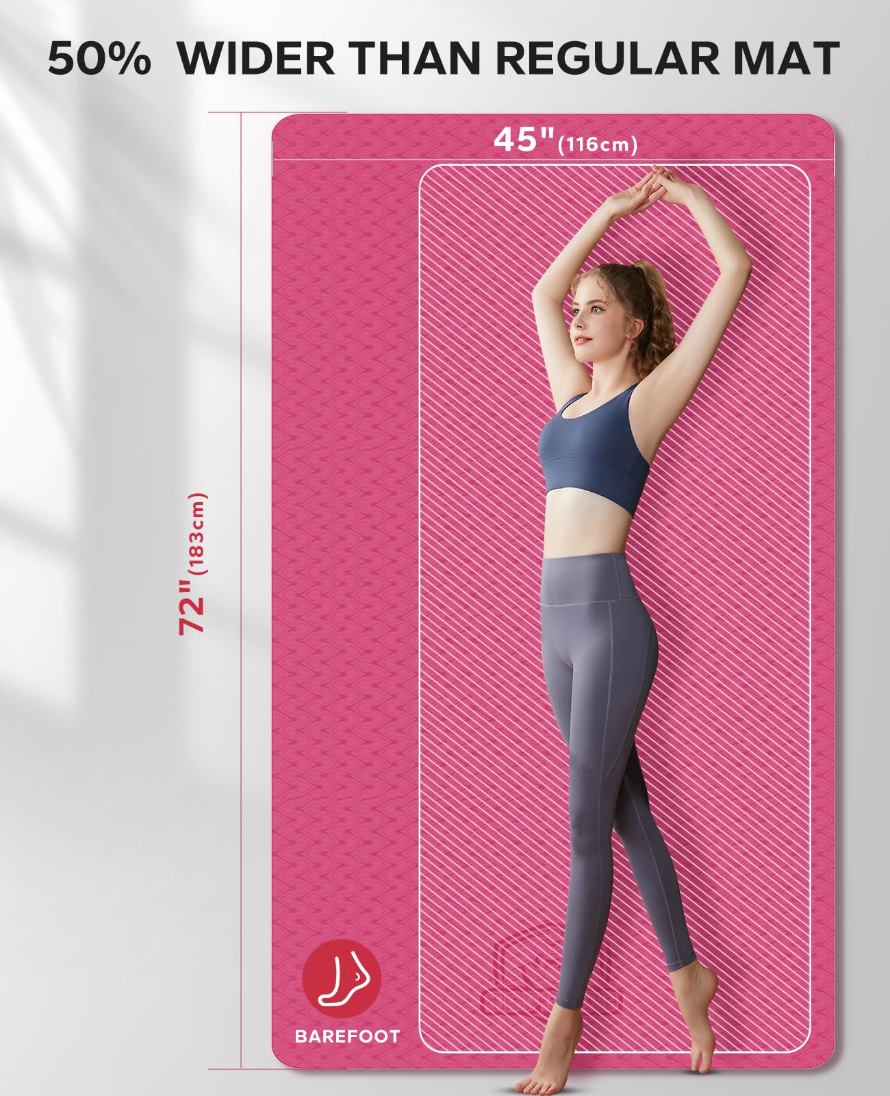 HAPBEAR Extra Large Yoga Mat - 6mm Thick Non-Slip TPE Exercise Mat