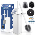 DITI Stainless Steel Silicone Toilet Brush - White Square Holder Set