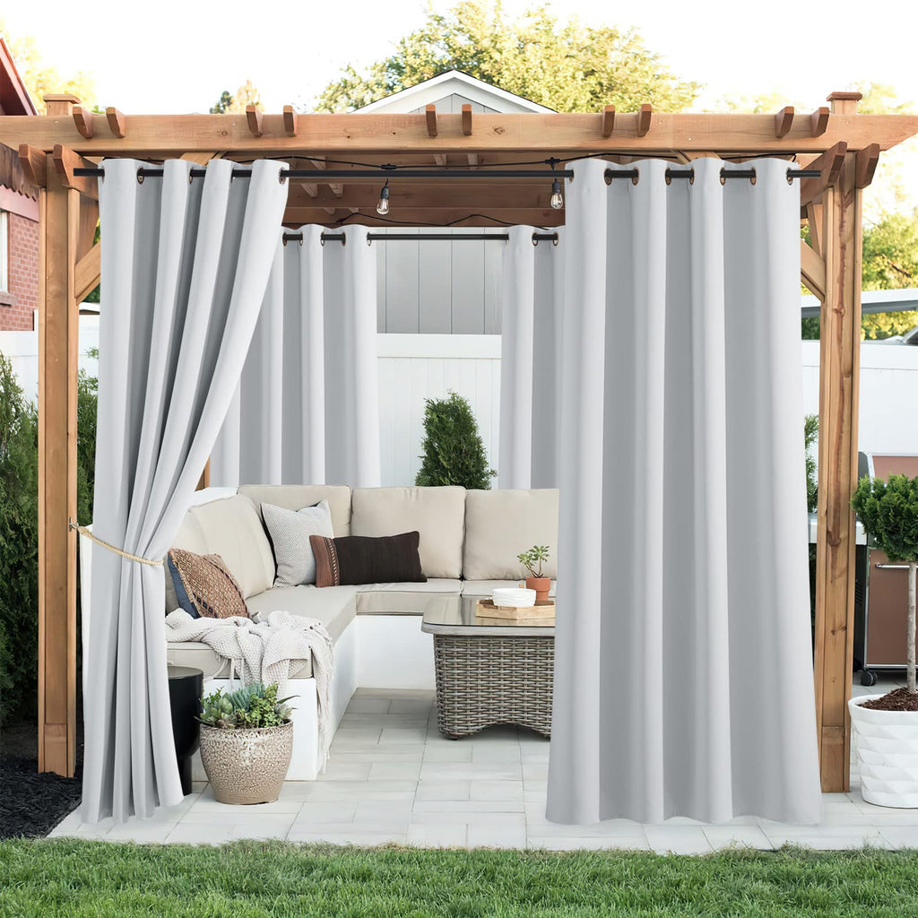 PONY DANCE Waterproof Outdoor Curtains | Opaque Patio Drapes, 2 Pieces