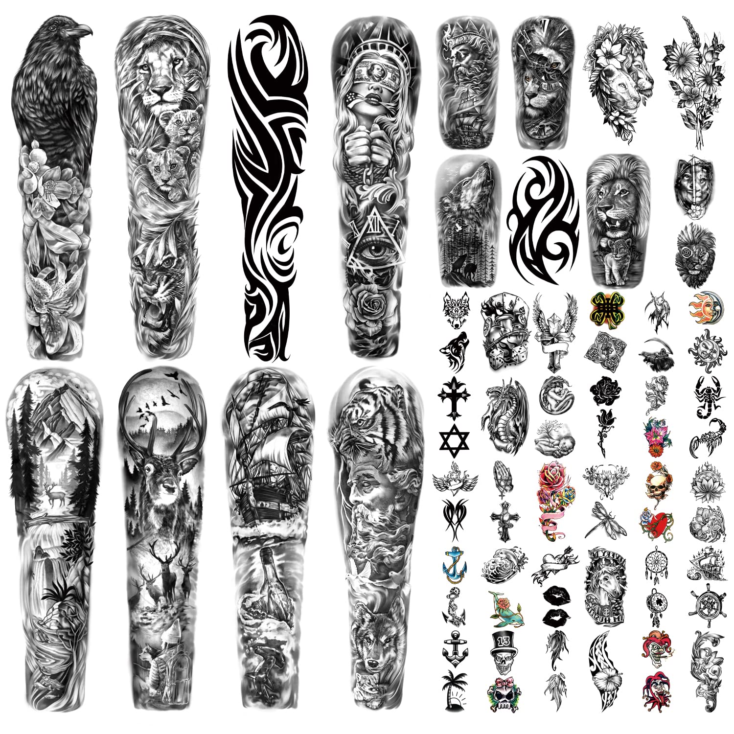 Full Arm Temporary Tattoo - 46 Sheets Realistic Waterproof Art