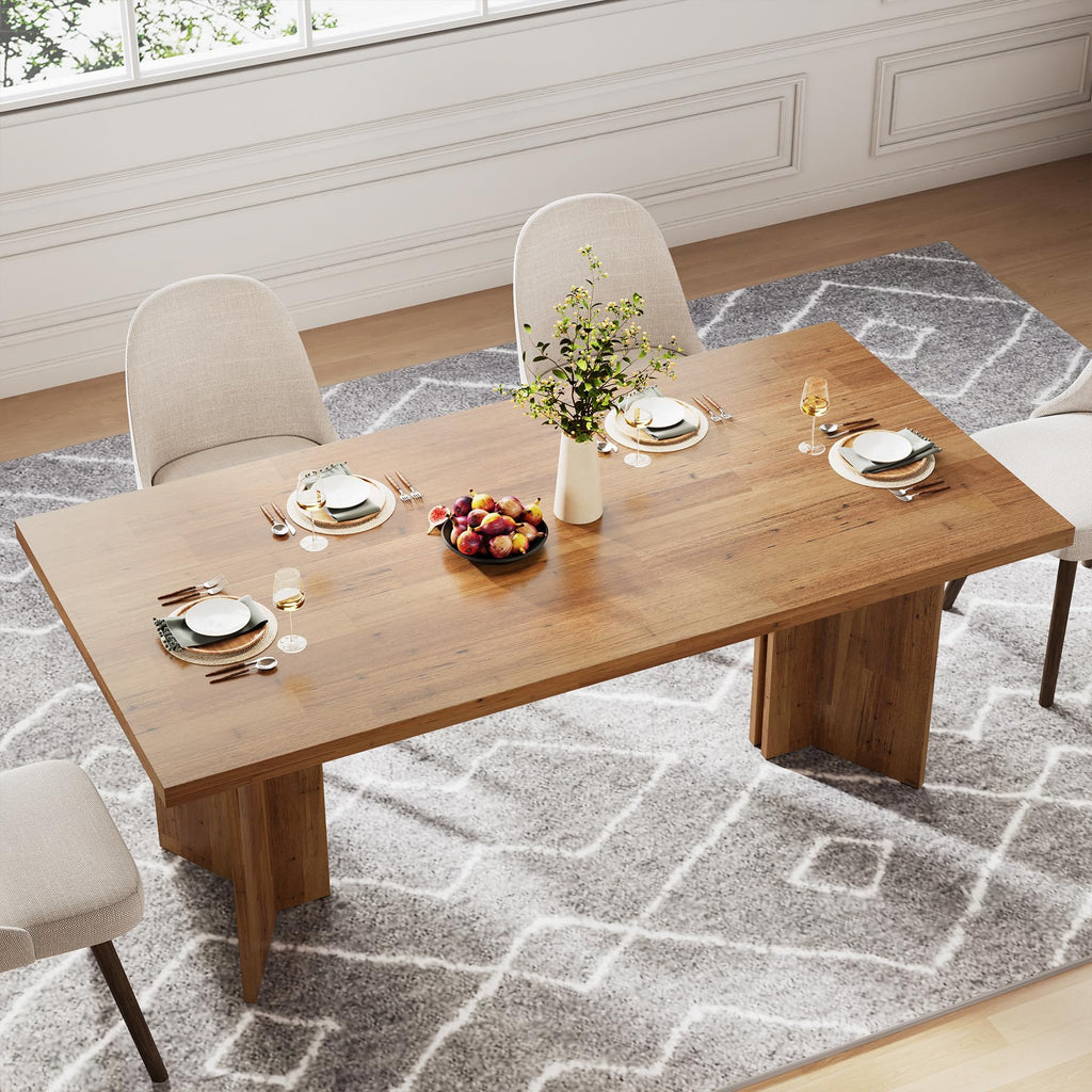 Tribesigns 63-inch Dining Table for 4-6, Farmhouse Kitchen Table with Large Tabletop, Rectangular Dinner Eating Table for Dining Room, Living Room - image 3