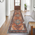 SHACOS Boho Hallway Runner Rug – 60x245cm Non-Slip Washable Vintage Red