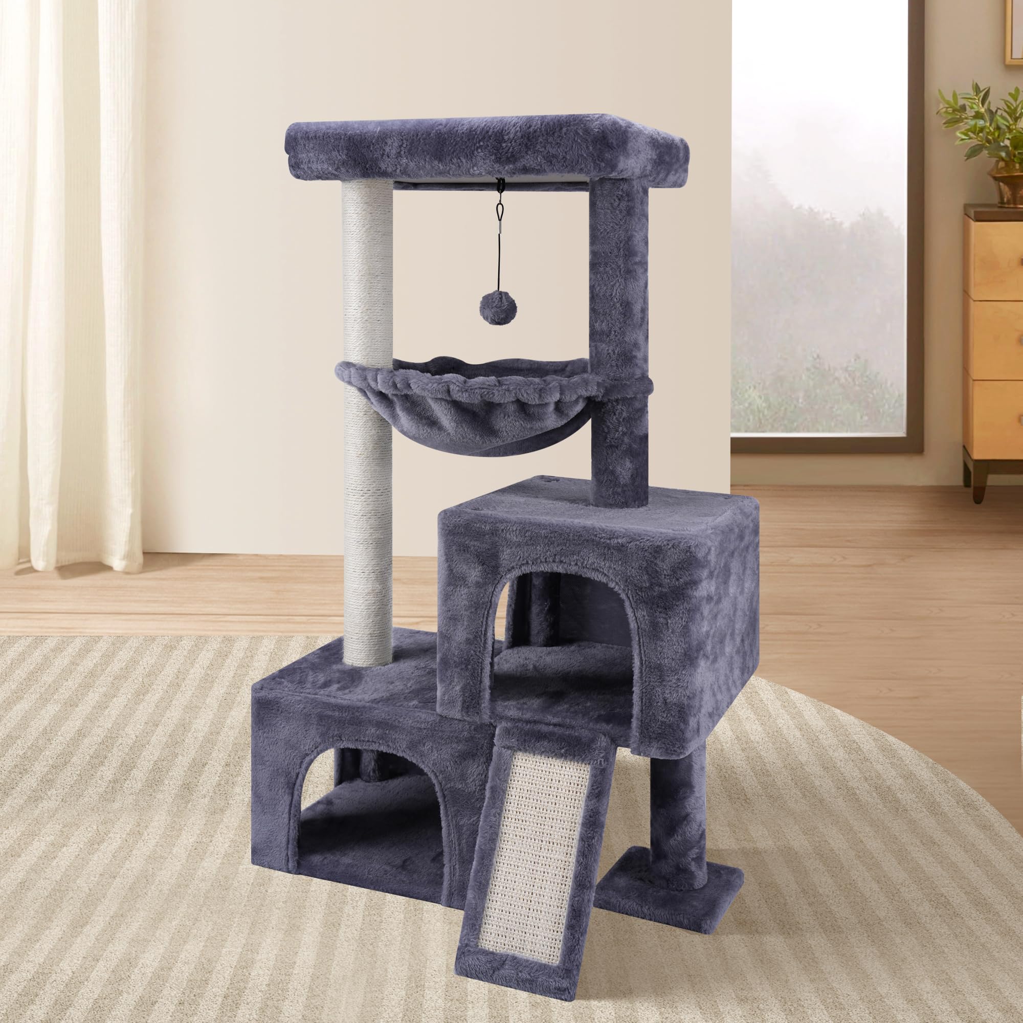 Cat Tree Tower – Multi-Level Activity Centre with 2 Condos, Grey
