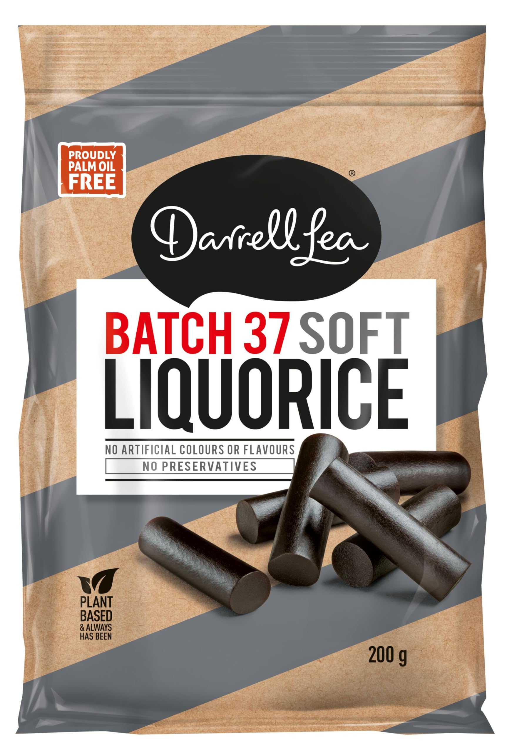 Darrell Lea Batch 37 Soft Black Liquorice - Australian Candy, 8 x 200g