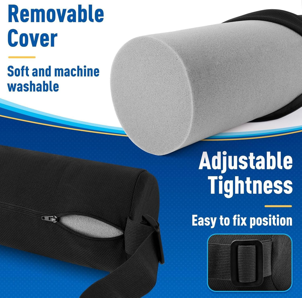 Lotusland Lumbar Roll Pillow for Lower Back Pain Relief – Memory Foam Lumbar Support Pillow with Washable Cover & Elastic Strap - image 4