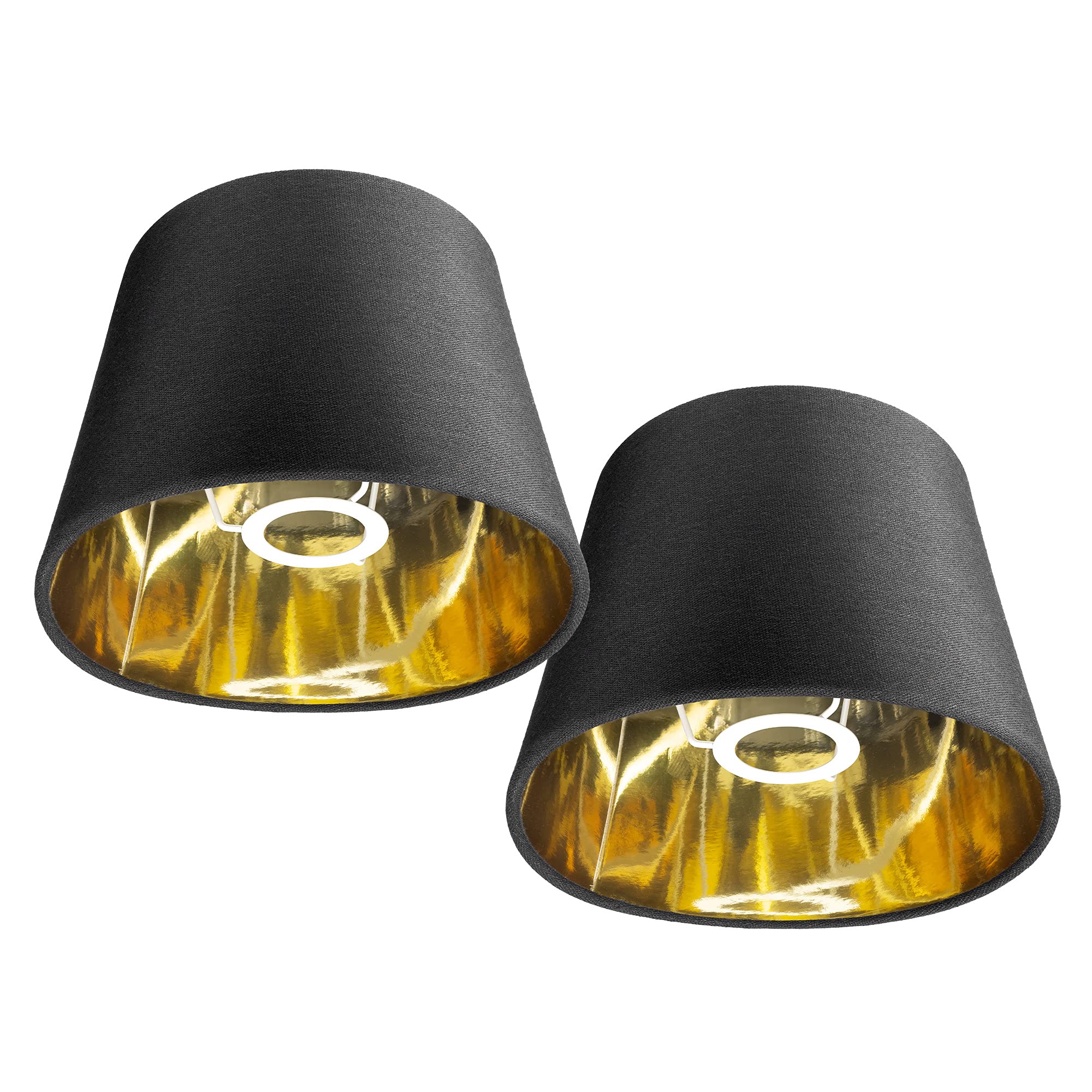 Navaris Black Linen Lampshades with Gold Lining – Set of 2 for E27
