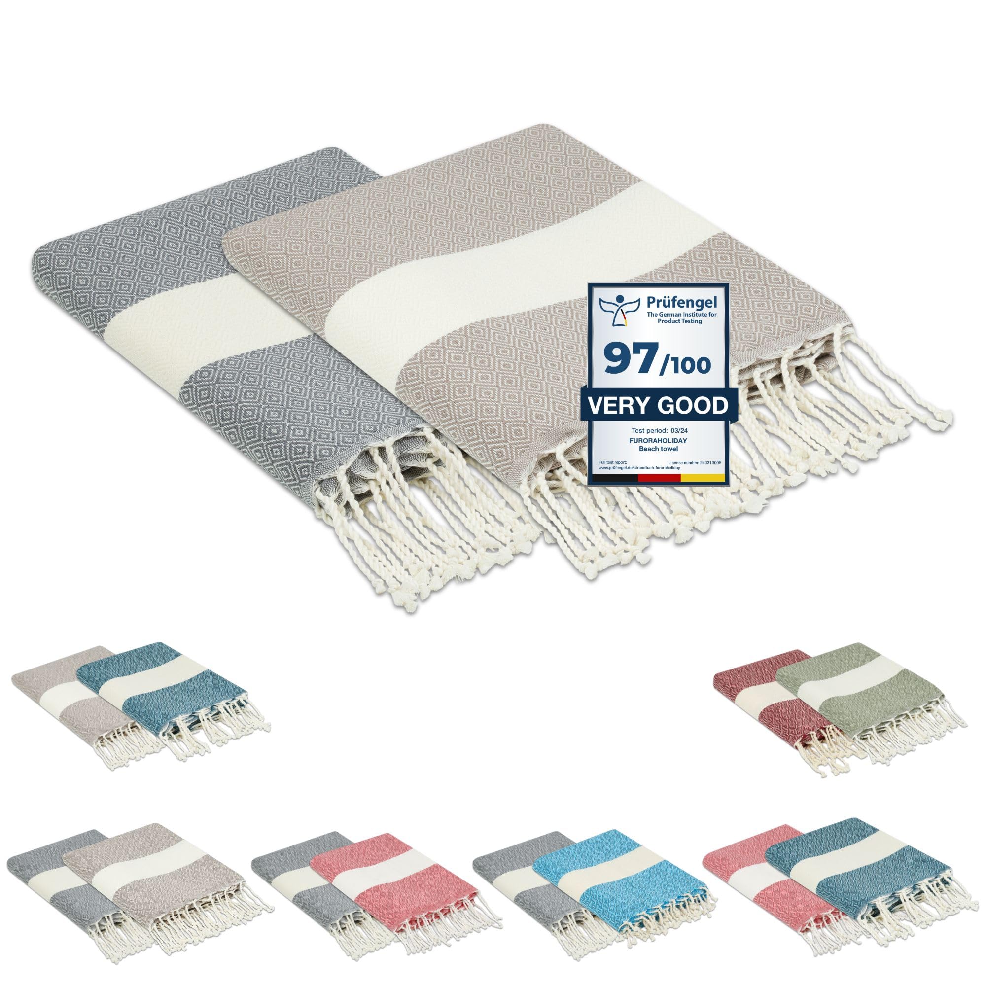 Jolof Store Turkish Beach Towel Set of 2 – Large 100x200cm Cotton Fouta