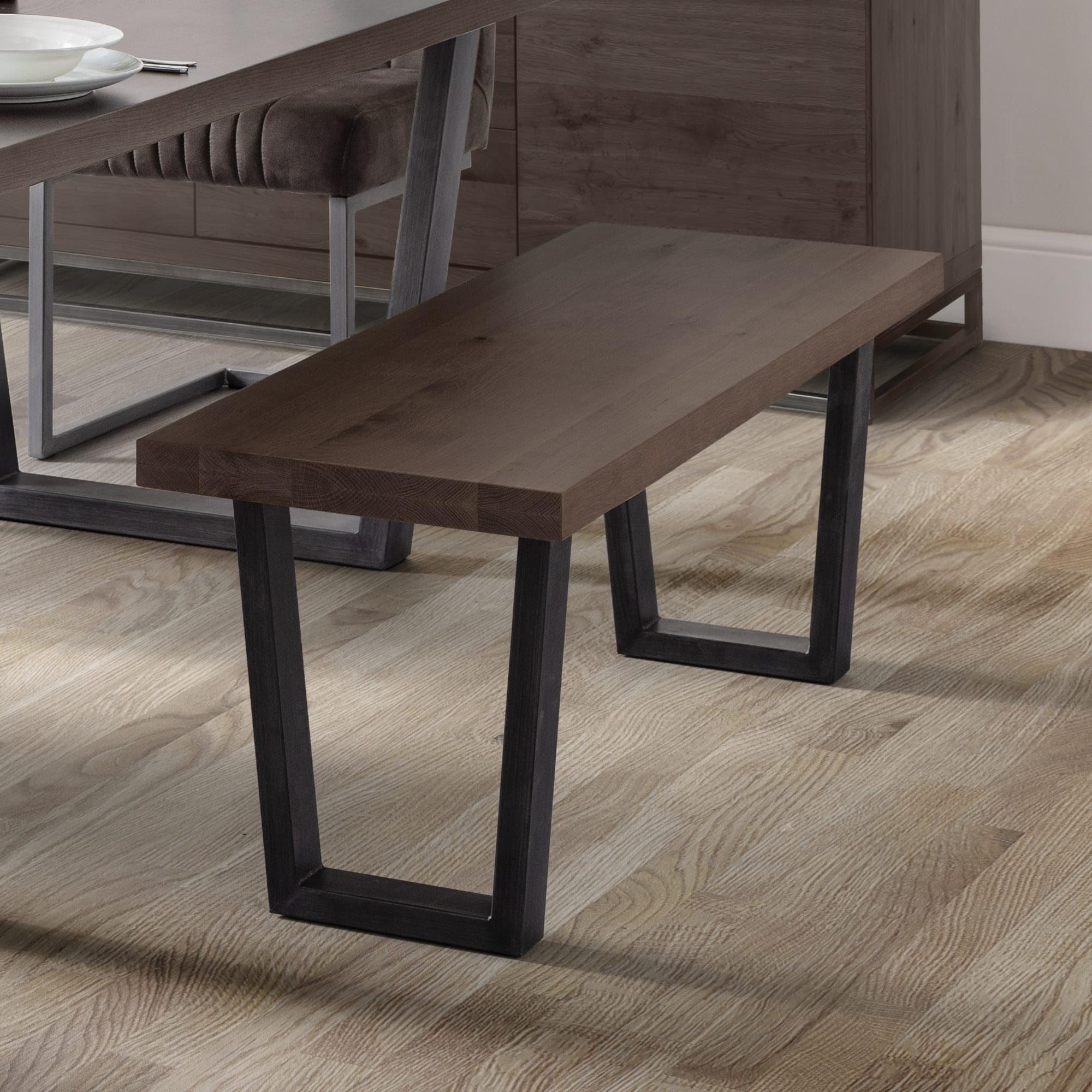 Julian Bowen Brooklyn Dining Bench – Dark Oak Solid Wood, 120cm