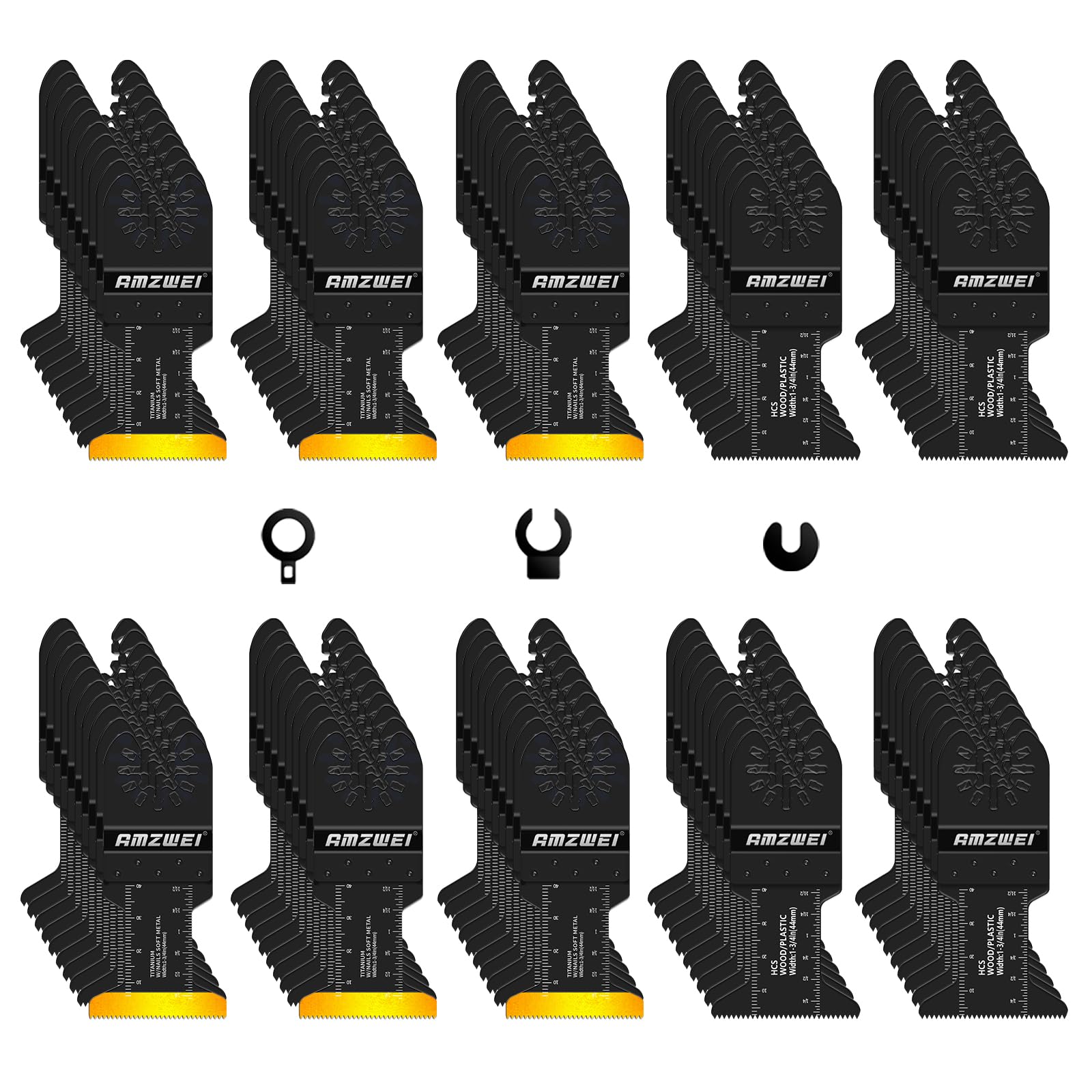 100PCS Titanium Oscillating Multi Tool Blades Set with Bag