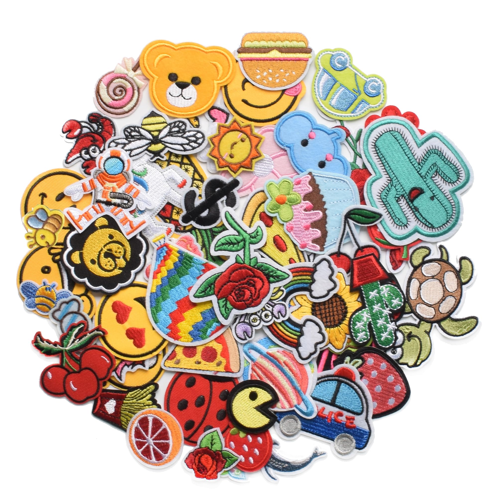 Jolof Store 60pcs Assorted Embroidered Iron On Patches for DIY Sewing