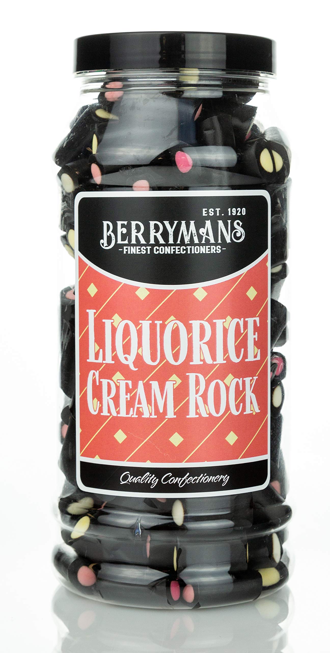 Berrymans Liquorice Cream Rock Retro Sweets - Traditional Gift Jar
