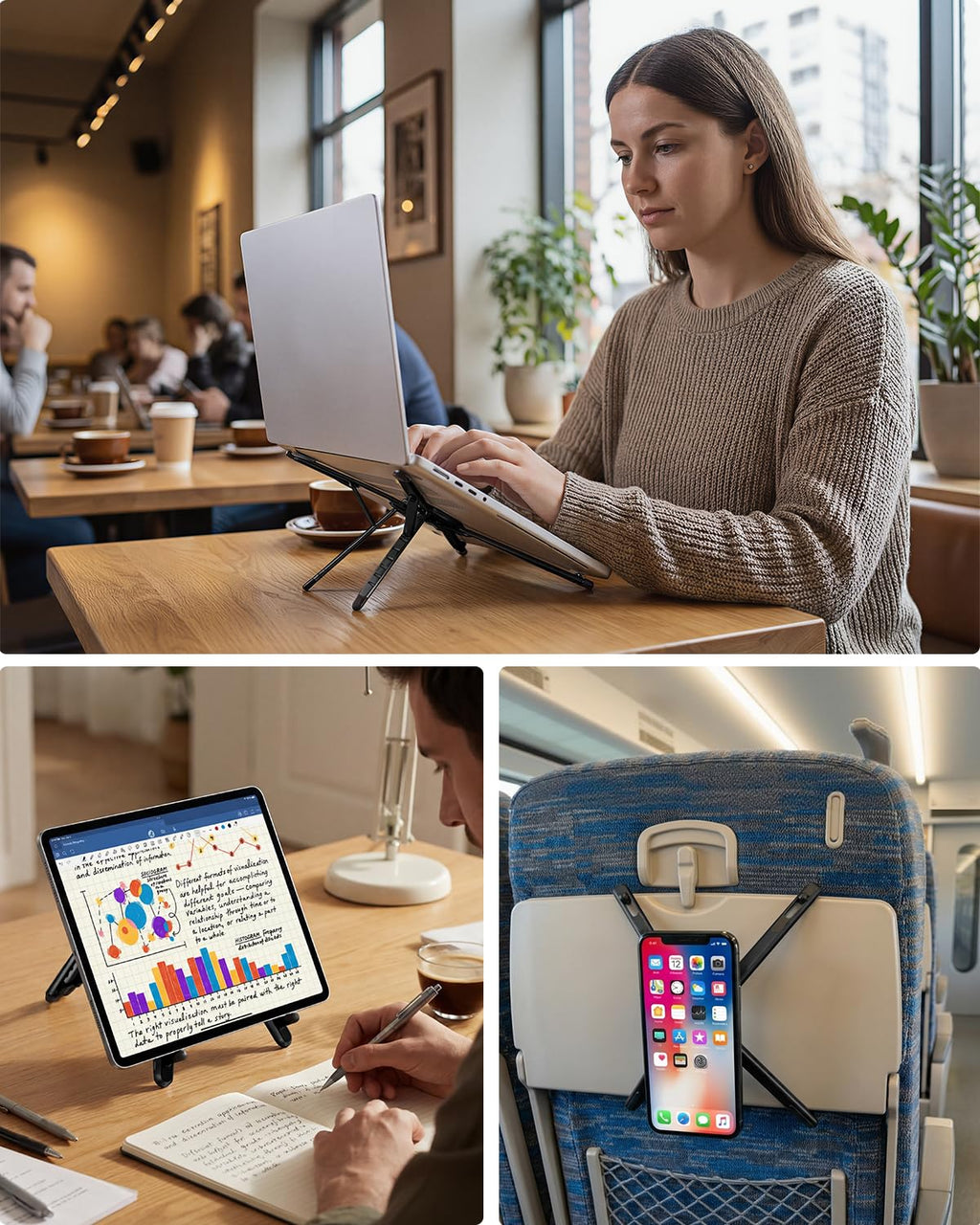 Viozon Portable Laptop Stand for Desk, Foldable Adjustable Computer Riser with Magnetic Phone Holder - image 2
