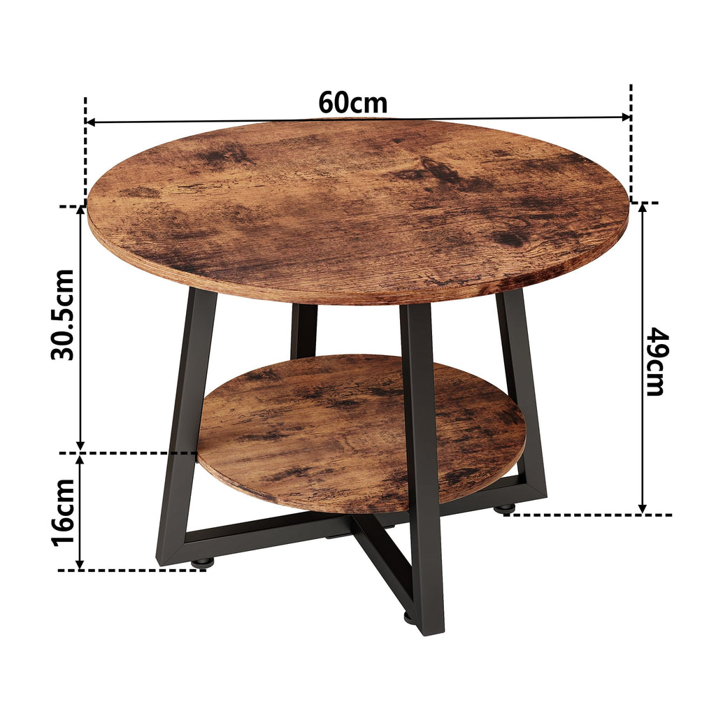 FOUBAM Round Coffee Table with Storage,Metal Small Coffee Table,Brown - image 4
