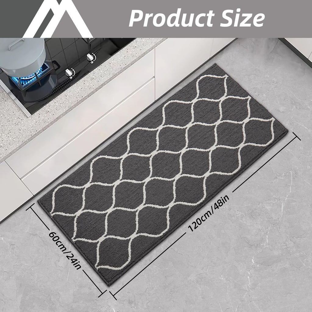 COSY HOMEER Kitchen Mat – 60x120cm Non-Slip Washable Floor Runner, Grey