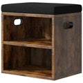 FUBHOMEY 2 Tier Small Shoe Hallway Storage Bench Rustic Brown EFHXD01H - image 1