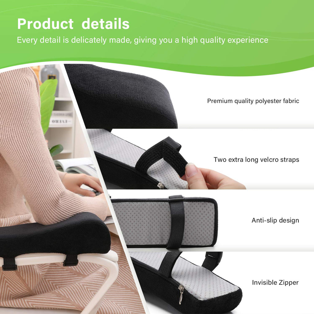 LargeLeaf Ergonomic Chair with Memory Foam Armrest Cushions - Elbow Pillow for Pressure Relief - Office and Gaming Chair 2-Piece Set - image 4