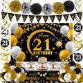 21st Birthday Decorations Kit | Black and Gold Party Supplies