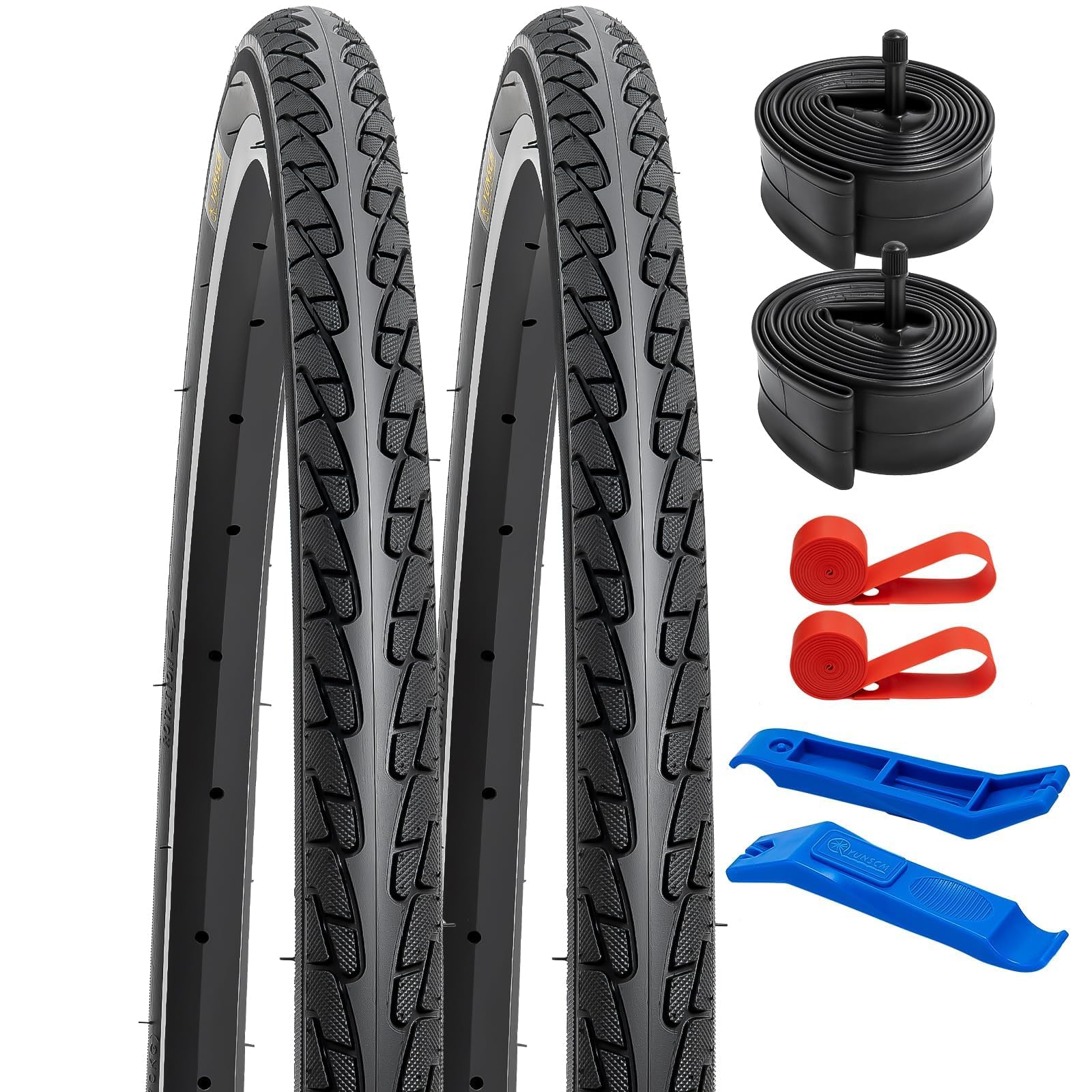 YunSCM 26x1 3/8 Road Bike Tyres and Tubes Set | 37-590 Schrader Valve