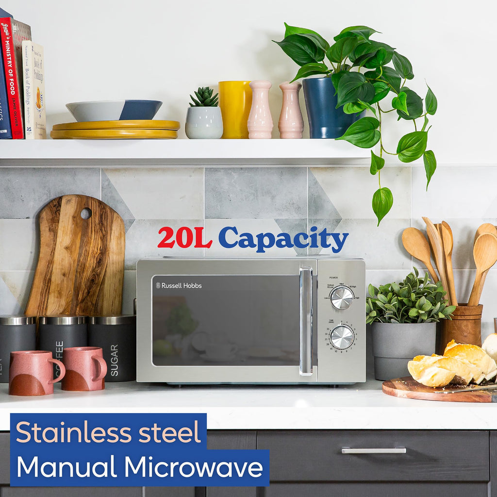 Russell Hobbs 20L Solo Microwave | 800W Stainless Steel Compact Design