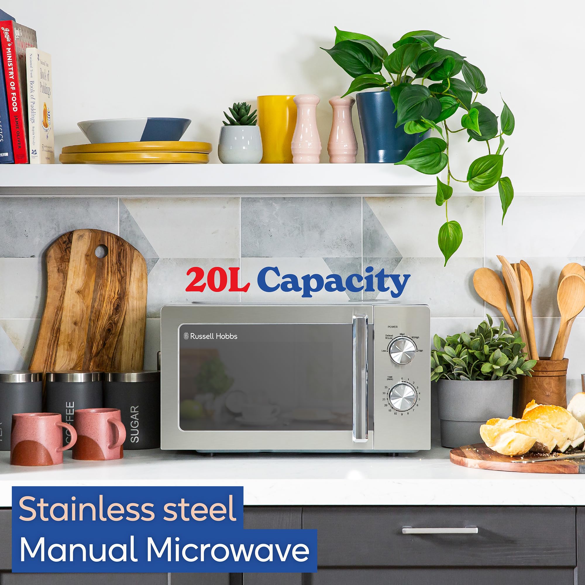 Russell Hobbs 20L Solo Microwave | 800W Stainless Steel Compact Design