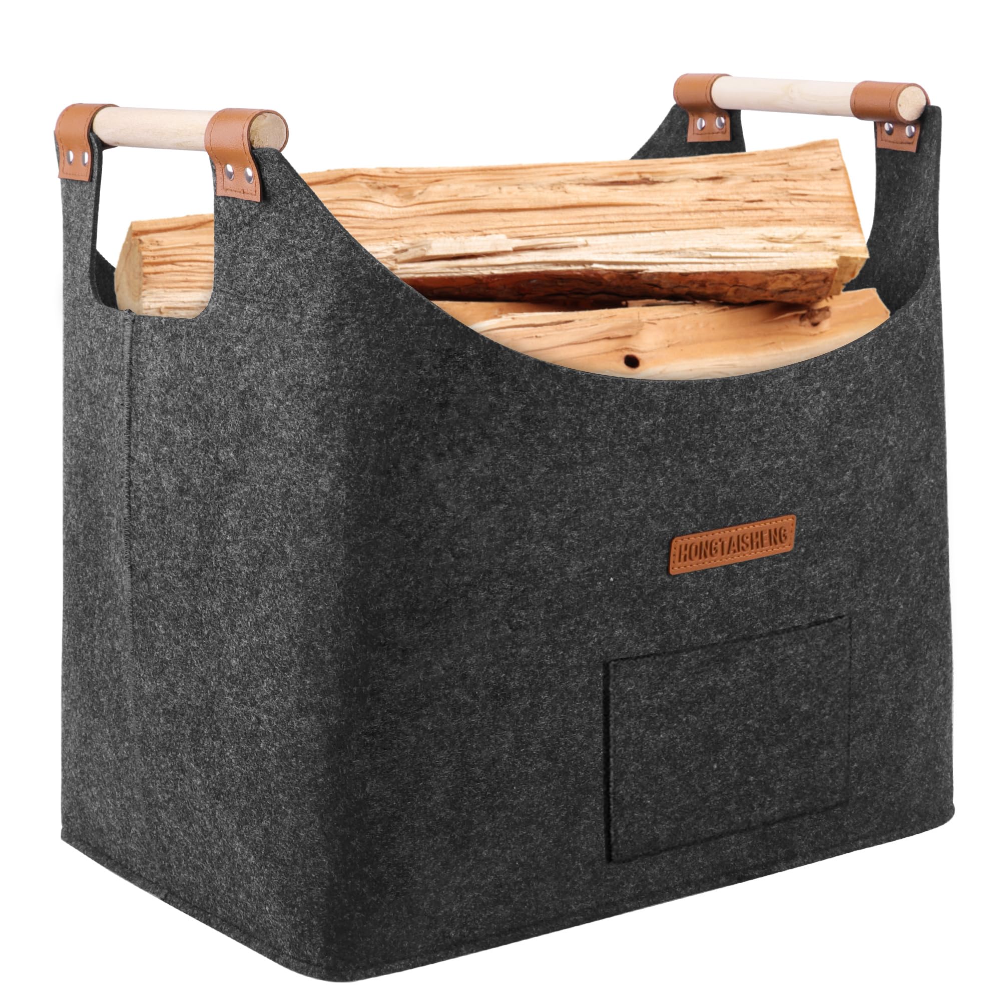 XL Felt Log Basket – Heavy Duty Firewood Storage Bag (Black)