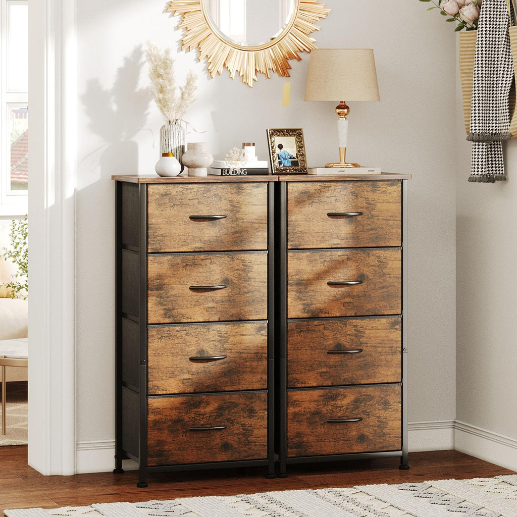 Jolof Store 4-Drawer Chest – Rustic Brown Tall Dresser with Curved Edges