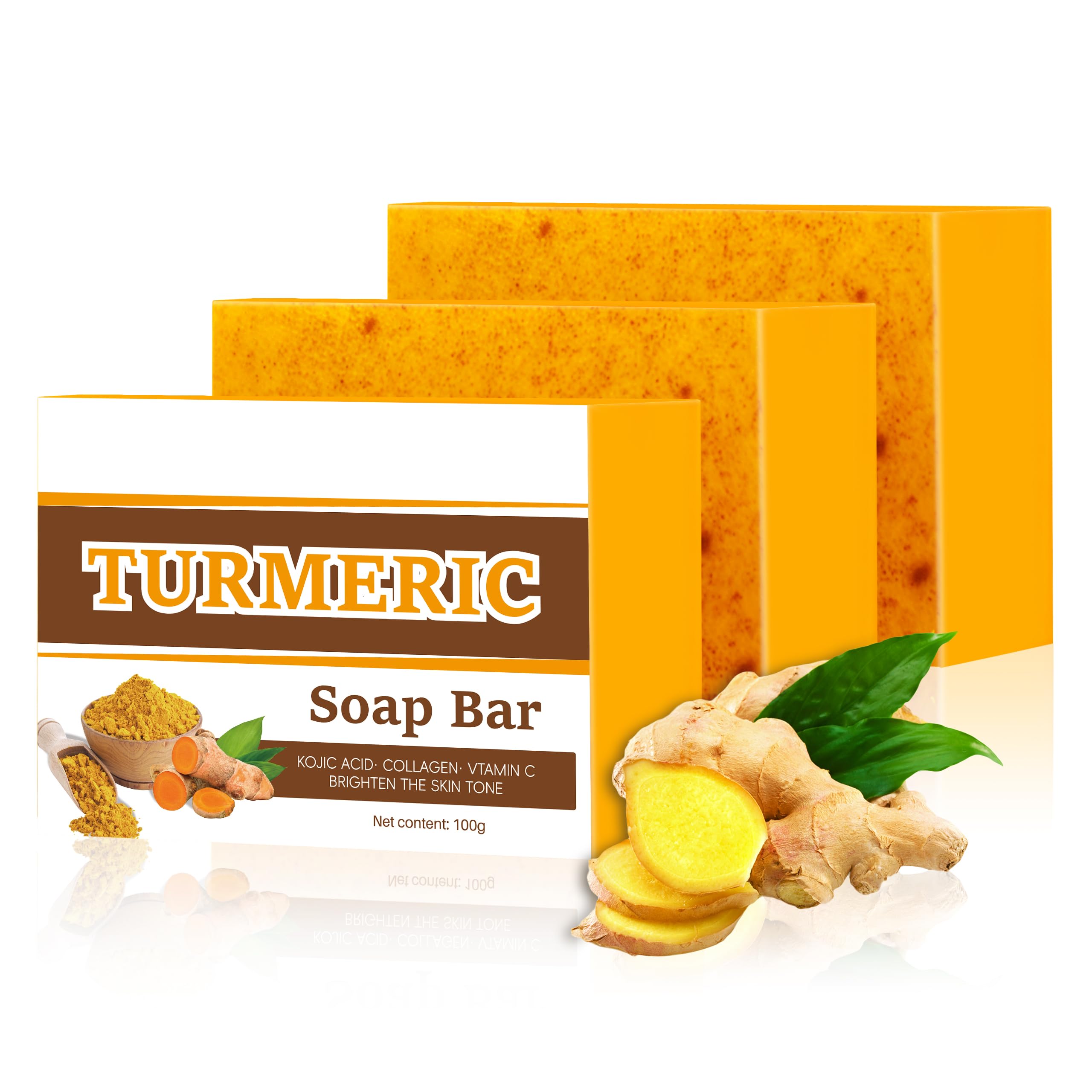 GCVSE Turmeric Lemon Soap Bar 3-Pack | Brightening Face & Body Cleanser