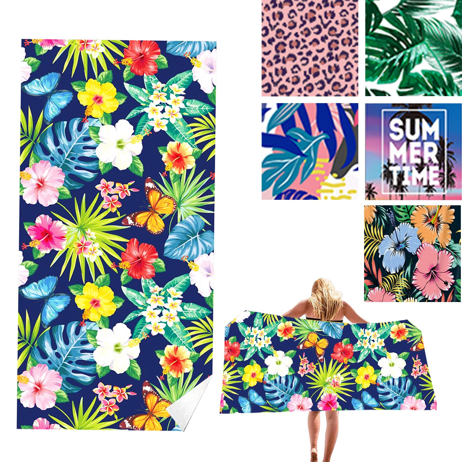 Microfibre Beach Towel – Extra Large 180x90cm Quick Dry Sand Free