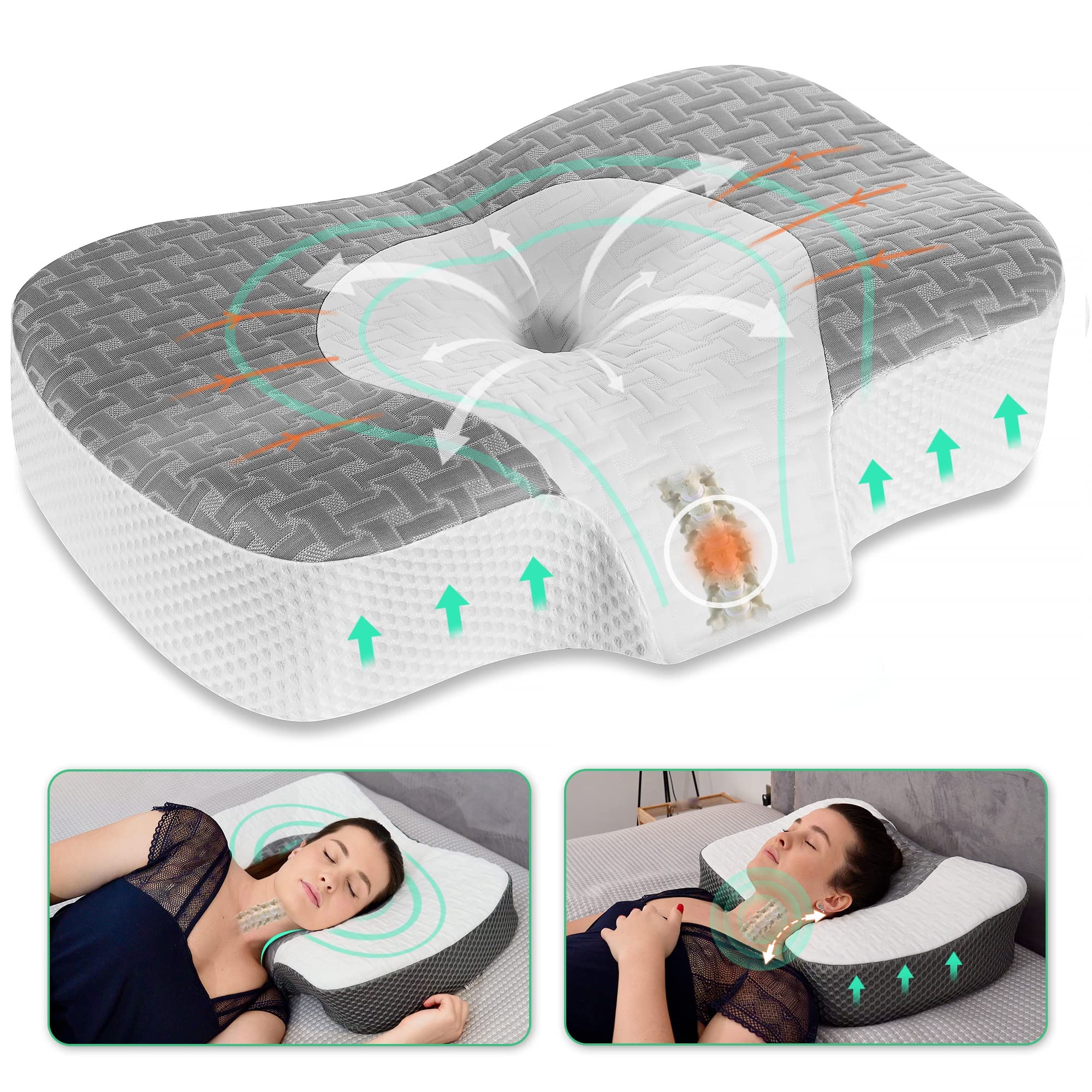Elviros Cervical Memory Foam Neck Pillow | Adjustable Orthopedic Support
