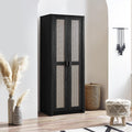 Julian Bowen Sydney 2 Door Wardrobe – Black Ash & Rattan Print Storage