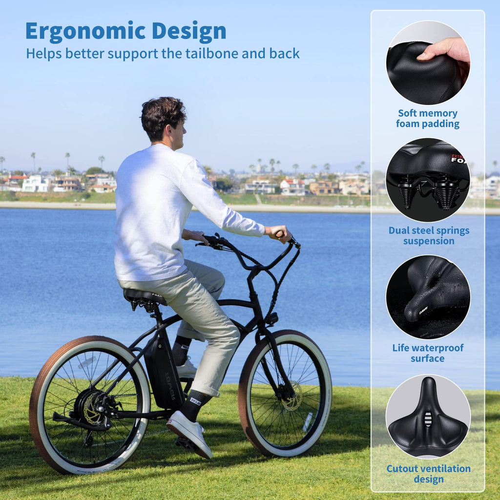 DAWAY C50 Extra Wide Bike Seat | Oversized Memory Foam Bicycle Saddle