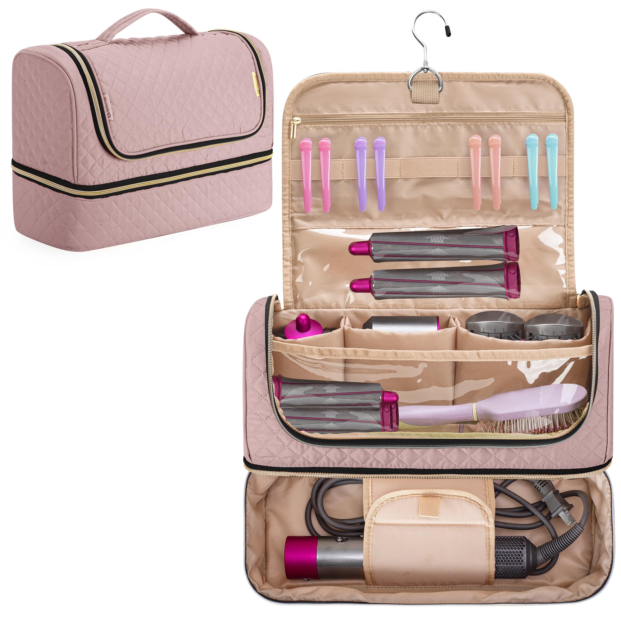 Yarwo Travel Case for Dyson Airwrap Styler | Double Layer Organiser, Pink